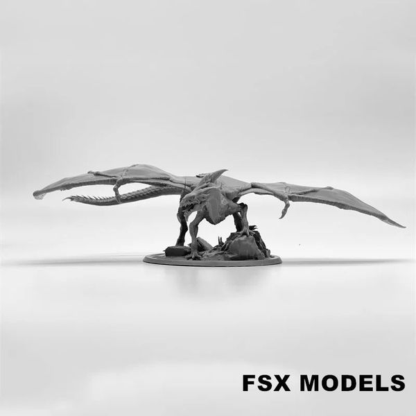 Envergadura 25cm adulto branco dragão resina modelo figuras fantasia modelo kit estatuetas sem pintura coleção em miniatura 240116