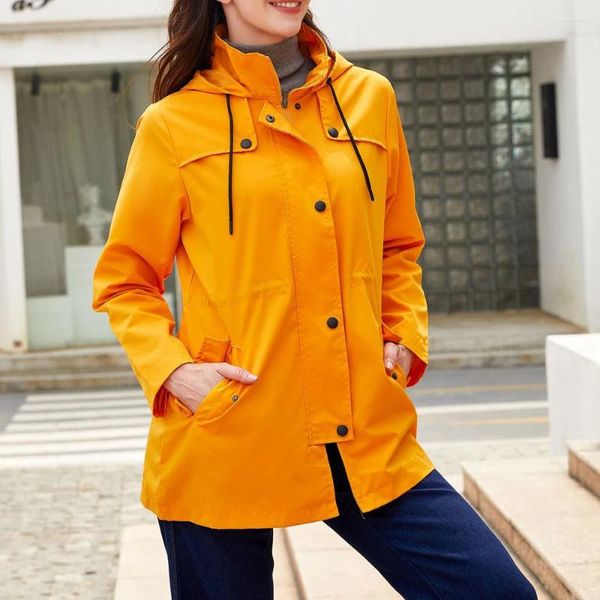 Trench da donna Cappotto giacca a vento da donna alla moda Antivento Primavera Autunno Inverno Donna Giacca con cappuccio Abbigliamento da trekking all'aria aperta Taglie forti