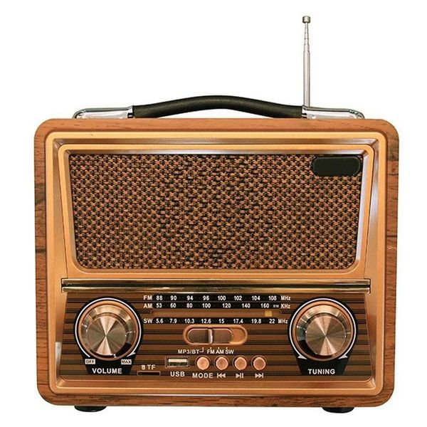 Rádio hotwooden retro, rádio am sw fm, alto-falante sem fio bluetooth, mini áudio baixo fora do volume alto para casa, escritório