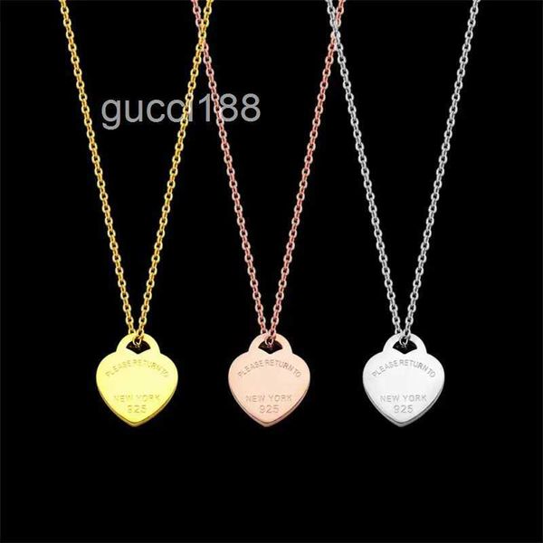 Moda nova t carta pingente colar marca clássico em forma de coração masculino feminino casal jóias de aço inoxidável r1eg