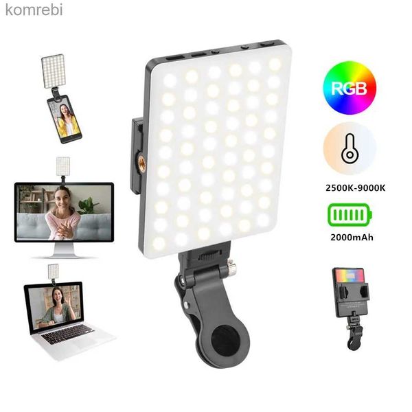 Luzes de selfie 360 cores LED clipe de luz selfie no telefone laptop tablet 3 modos 2500K-9000K luz de preenchimento para selfie maquiagem videoconferênciaL240116