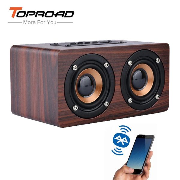 Lautsprecher Toproad Wooden Wireless Bluetooth -Lautsprecher tragbarer HiFi Schock Bass Altavoz TF Caixa de Som Soundbar für iPhone Sumsung Xiaomi