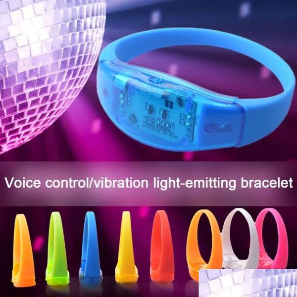 Sile Soundgesteuertes LED-Licht-Armband, festliches Partyzubehör, aktiviertes Glühen, Flash-Armreif, Armband, Geschenk, Hochzeitsbevorzugungen, Karneval