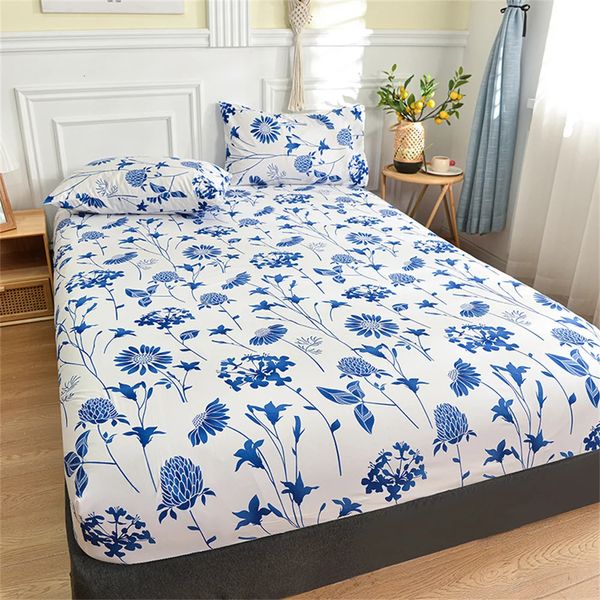 Foglio da letto a doppio letto con elastico materasso reattivo in lino singolo di fila di lino 180 240116