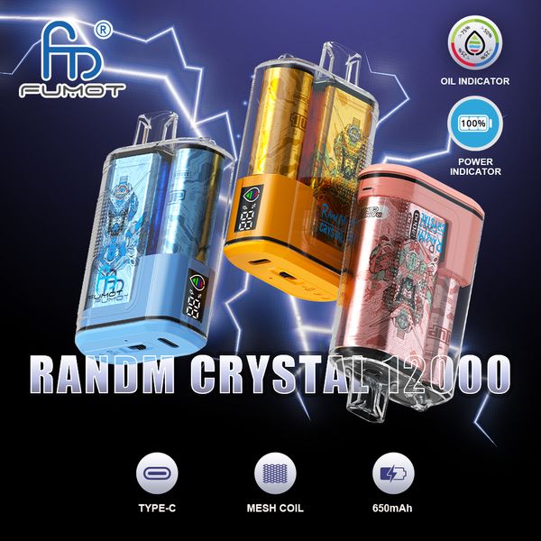 RANDM одноразовый Vape Crystal 12000 Puffs 36 Цвета, доступные с сетчатой катушкой большой мощности горячая продажа