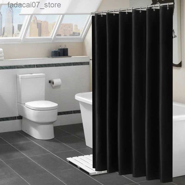 Tende da doccia Tende da doccia moderne nere Tende da bagno in tessuto impermeabile in tinta unita per vasca da bagno Ampia copertura da bagno ampia 12 Q240116