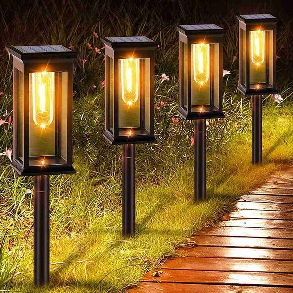 Lampade da giardino Confezione da 8 luci solari per percorsi Luci esterne impermeabili per percorsi solari Luci solari per giardino Prato Passerella Vialetto YQ240116