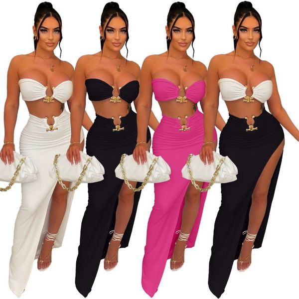 Damen Street Party Sexy Casual Fashion Sexy Brustwickel Unregelmäßiges Kleid Set Strandkleidung