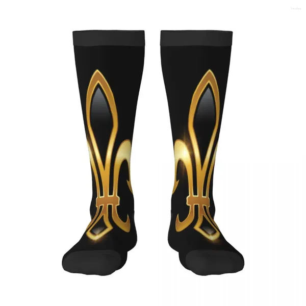 Calzini da uomo Gold Mardi Gras Fleur De Lis Harajuku Business Sports Outdoor Long Sox