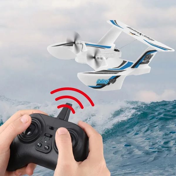 KF603 RC Planador 24G 3CH Rádio Controle Mar e Avião EPP Espuma Água Terra Voando Barco Avião Brinquedos Presente Para Meninos 240116