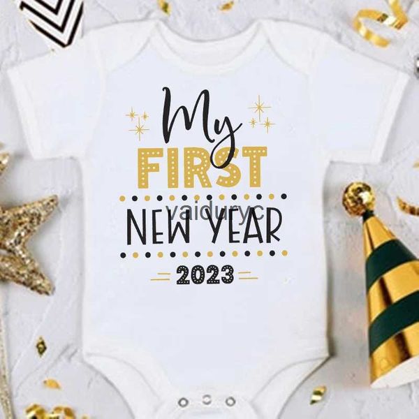 Rompers My First New New Geard Newborn Bodysuite Новый год для детской одежды Зимний праздник для мальчика для девочек с короткими рукавами для малыша H240508