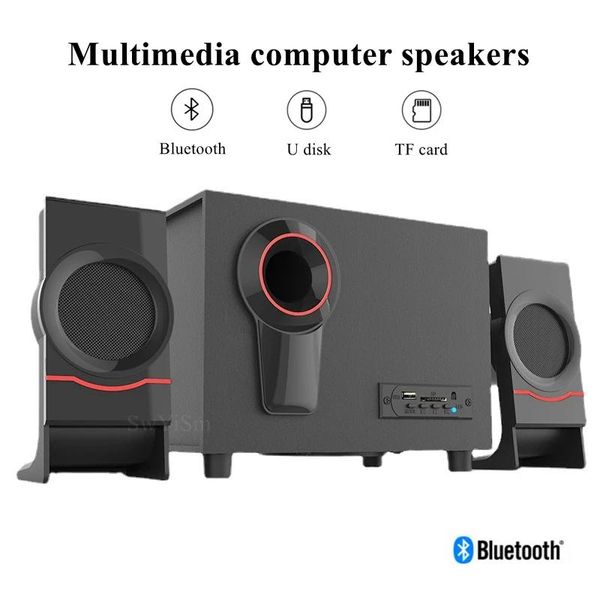 Altoparlanti Altoparlante combinato attivo per computer Cavo USB AUX TV a colonna PC LED Sistema audio Bluetooth senza fili Surround home theater