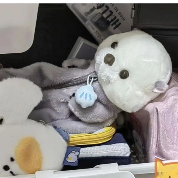 Depolama Kawaii Deniz Otter Kalem Kılıfı Tavşan Deniz Otter Peluş Deniz Otter Bebek Kalem Çantası Peluş Kabarık Stiltersys Bag Unisex 240115