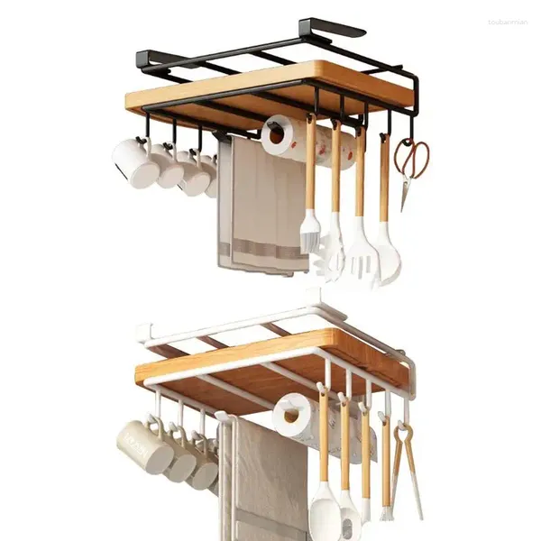 Portaoggetti da cucina Ganci multifunzionali per tazze sotto il mobile Ripiani in acciaio inossidabile Appendiabiti per tazze Organizzatore per il bagno