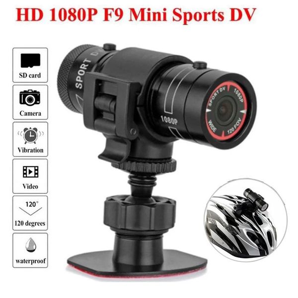 Kameras F9 Action Kamera HD 1080P Fahrrad Motorrad Helm Kamera Outdoor Sport DV Video DVR Audio Recorder Dash Cam für Auto Fahrrad