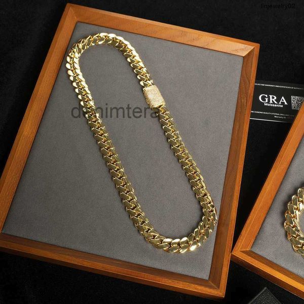 Gargantilha por atacado em ouro 18k com corrente cubana personalizada 24k Miami 20mm colar 9AVD