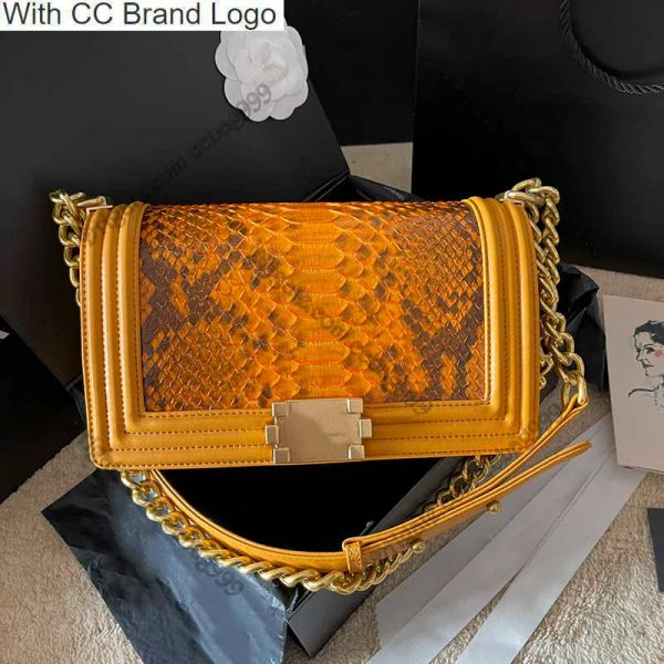 venda quente CC Cross Body 25CM Flap Boy Gilding Hardware Designer Bags Dois tons Snakeskin Padrão Carteiras de ombro Bolsas Crossbody Purse Multi Pocket Sacoche Clas