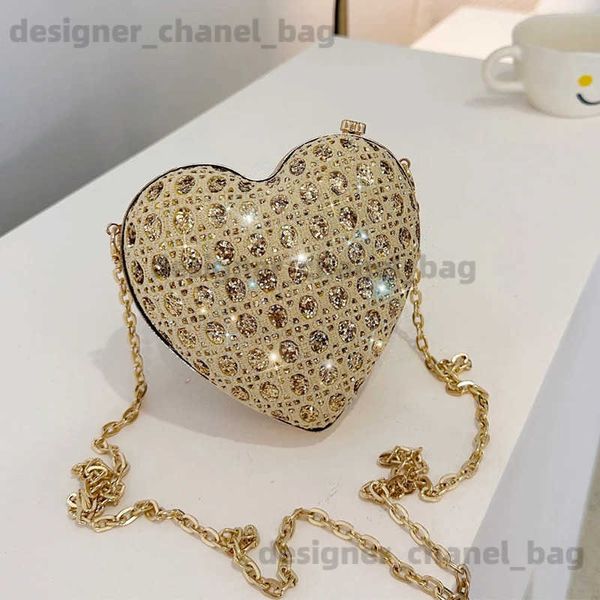 Borse a tracolla Cute Love Heart Mini Borsa a tracolla per le donne Borsa da sera per festa di nozze in oro argento di lusso Moda Borse a tracolla versatili T240116