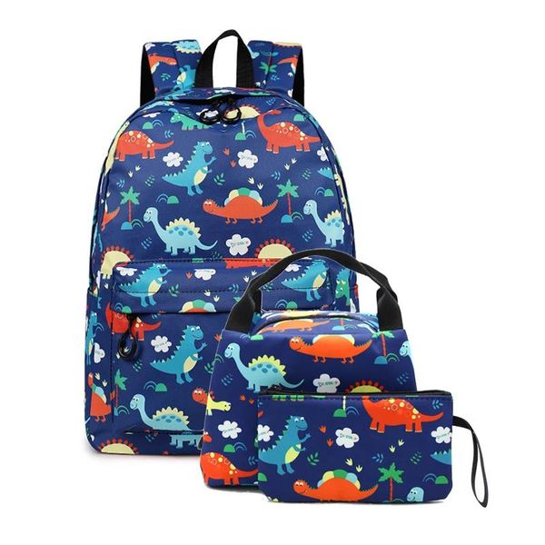 Sacos de escola criança meninos mochila conjunto sacos mochilas para adolescentes meninas lancheira saco térmico acampamento ao ar livre animal impressão diariamente pacote do menino