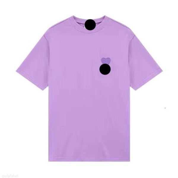 Amis Designer Camiseta Top Quality Primavera / Verão Novo Bordado Pêssego Amor Manga Curta Unissex Marca de Moda Solta Estilo Casal N27V