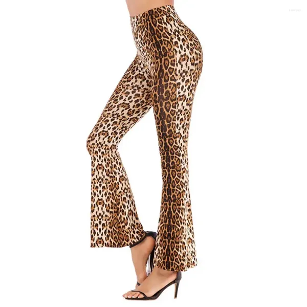 Calças femininas leopardo impressão flare leggings para mulheres cintura alta elástica bell bottom bootcut mulheres meninas yoga boot corte calças