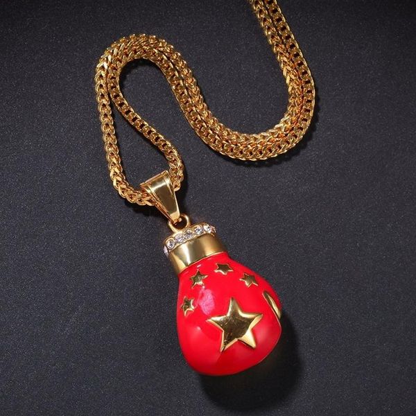 Модное ожерелье с подвеской в стиле хип-хоп, ожерелье с подвеской в виде американского китайского флага, модное ожерелье с подвеской в боксерских перчатках Jewelry224C