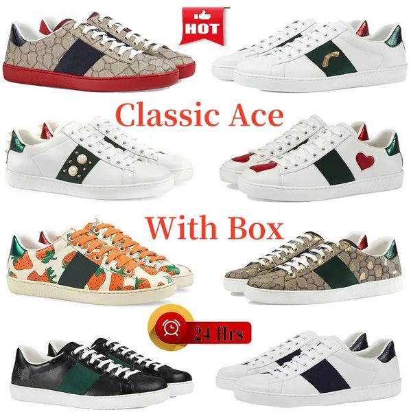 2024 Ace Sneakers Designer Damen Herren Schuhe Bee Low Freizeitschuh Sporttrainer Schlange Tiger Gestickte weiße grüne Streifen Jogging Frau wunderbarer Zapato