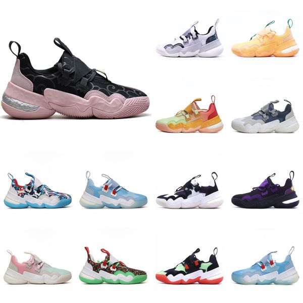 Eingewickelte Verstrebung Trae Young Basketball 1.0 Schuhe Rückkehr Schuh Schock Antike Verschleißfeste Absorption Antirutsch CNY Zuckerwatte Trae Blau Schwarz Pulver Graffiti Weihnachten