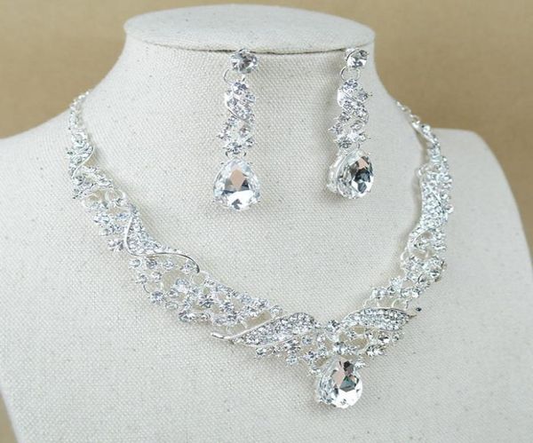 Luxus Braut Accessoires Kristall Diamant Halskette Wassertropfen Ohrring Zubehör Hochzeit Schmuck Sets Günstige Modeschmuck5057962