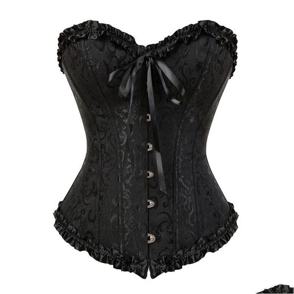 Bustiers Corsets gothic ricamato ricamato in broccato cornice shaper shaper bustier osseo in pizzo su vapore a vapore y corselet spalline overbust sl dhanz
