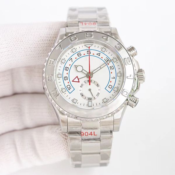 Relógio masculino de luxo RLX Master cinza mostrador branco moldura de cerâmica relógio masculino de luxo modelo mecânico 44mm movimento automático 904L relógio de mergulho com pulseira de aço