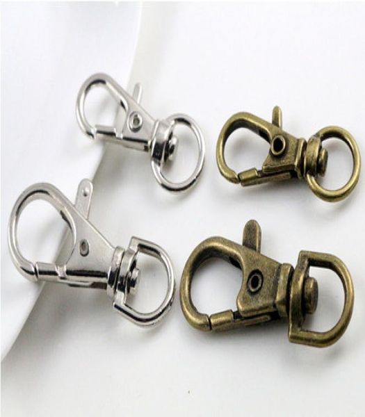 80 Stück versilberte, bronzefarbene Metall-Drehkarabiner-Clips, Schlüsselhaken, Schlüsselanhänger, geteilter Schlüsselring, Verschlüsse, Herstellung, 30 mm. 5588293