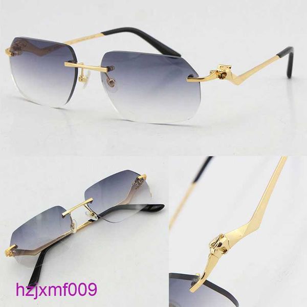 4wzt Sonnenbrillen Großhandel Randlos Unisex Mode Leopard Serie Metall Fahrbrille Hochwertige Designer Uv400 30 Dicke Rahmenlos Diamon