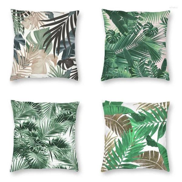 Travesseiro tropical selva folhas padrão caso decoração de casa 3d dupla face interior vegetação capa para sala de estar 45