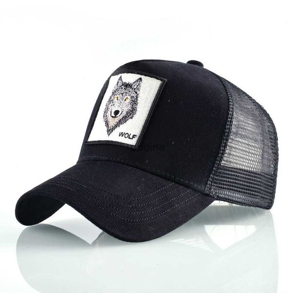 Bonés de bola K Snapback Trucker Cap masculino malha respirável bonés de beisebol para mulheres ao ar livre casual chapéu de beisebol com remendo bordado de lobo YQ240117