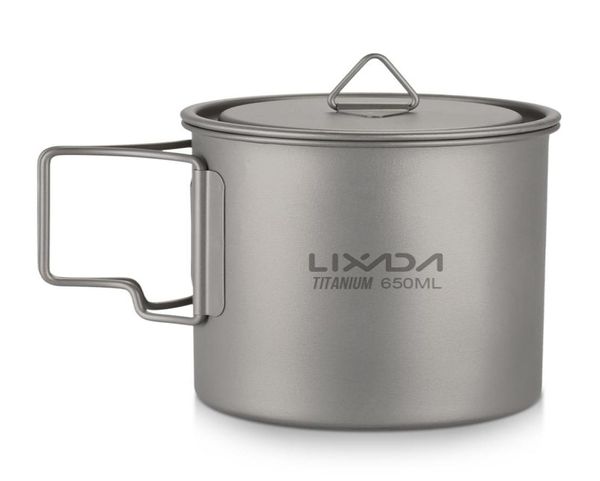 Lixada Outdoor Ultralight Titanium Cup Tazza da campeggio portatile da picnic Tazza da acqua con manico pieghevole 300ml 350ml 550ml 650ml5281442