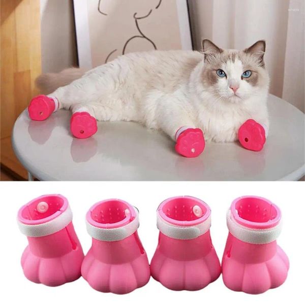 Costumi per gatti Pratico nastro di fissaggio traspirante Resistente all'usura Rifiniture per unghie Toelettatura Pet Gattino Copripiedi Scarpe Antigraffio