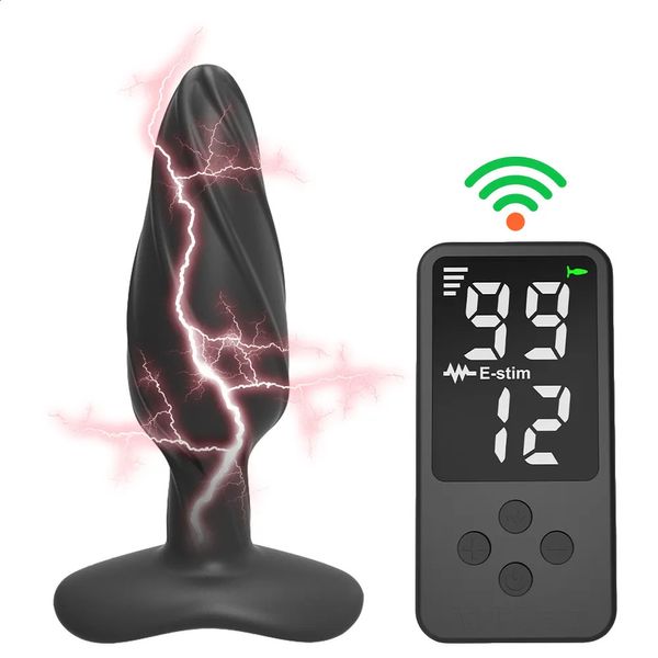 Choque elétrico anal plug gspot massageador vaginal controle remoto sem fio sex shop 12 modos masturbador brinquedos para homens mulheres 240117