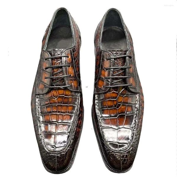 Классические туфли KEXIMA Chue, мужские формальные туфли кофейного цвета, кожа крокодила