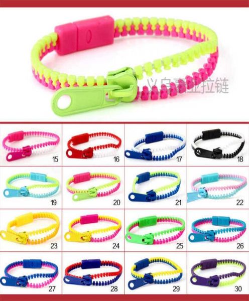 Colore a contrasto per bambini039s Bracciale con cerniera per bambini Bracciale con cerniera 45 colori Patchwork Bracciale in plastica Ragazzi ragazze Polsino piccolo intel4451279