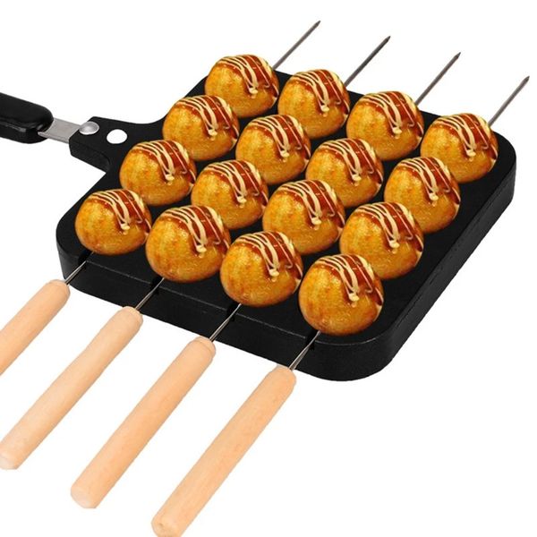 16 fori alluminio Takoyaki Maker Grill Pan piatto a sfera per polpo cucina casalinga forme di cottura vassoio stampo utensili da cucina tortiera 240116