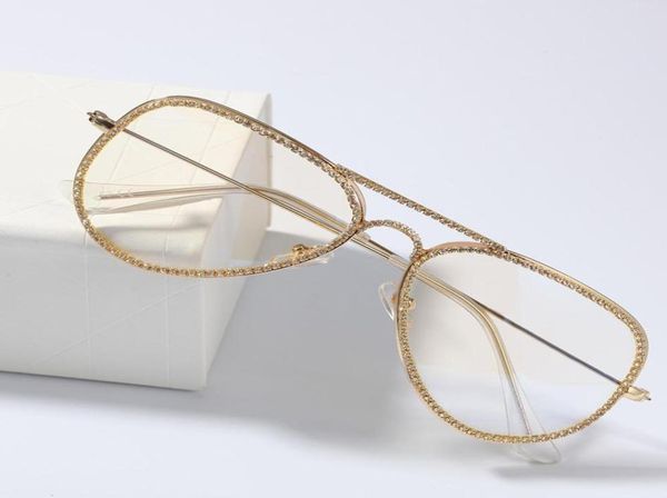 New Fashion Oro Argento Placcato Bling Diamanti Montature per occhiali per uomo e donna Iced Out CZ Zircone Hip Hop Plain Glass Rapper Jewelr8419894