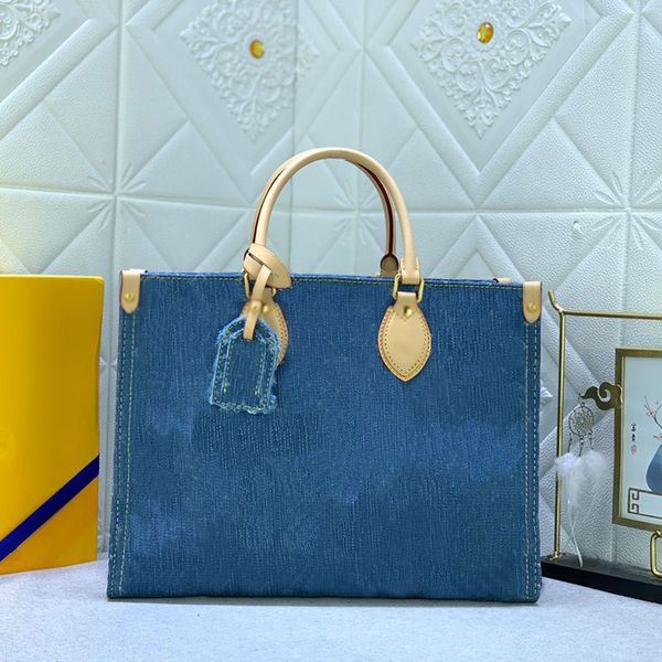 Lady Designer Denim Tote Bag Azul Ombro Crossbody Bolsas Mulheres Bolsa Grande Capacidade Shopping Totes Lazer Bolsa de Viagem Portátil Atacado de Sacos