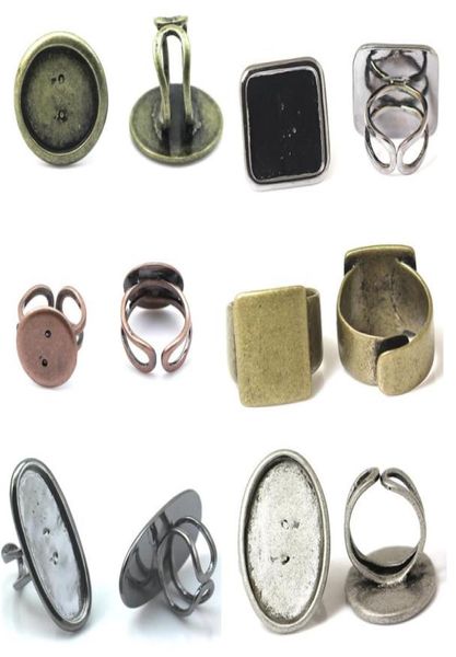 Beadsnice creazione di gioielli di moda forniture anello regolabile base anello con pietra preziosa ottone vuoto stile mix anelli fai da te risultati ID 322451986074