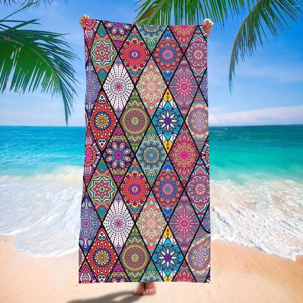 Bandane 1 pezzo Asciugamano da spiaggia Boho antisabbia - Design a reticolo ad asciugatura rapida per sport Viaggi Nuoto Piscina Yoga Altro