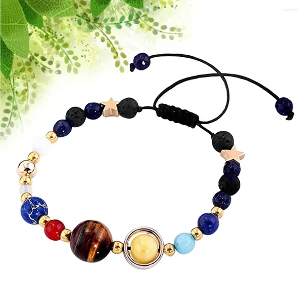 Charm-Armbänder, Sonnensystem, Freundschaftsarmband, verstellbar, für Damen, Natursteinperlen