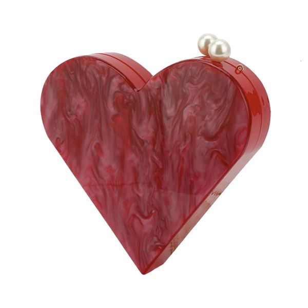 Модная сумочка известного бренда акриловые вечерние сумки клатч из бисера свадебный кошелек Роскошное красное сердце вечерние сумка через плечо 240117