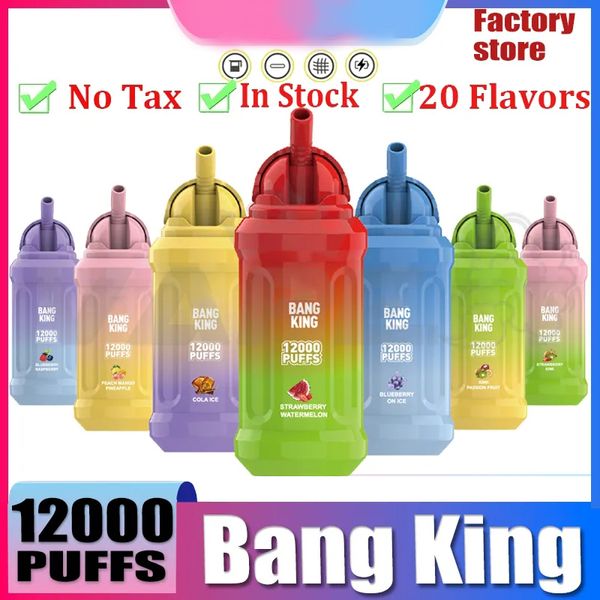 Original Bang King 12000 puffs puff 12K vape descartável atinge 0% 2% 3% 5% Mesh Coil puffbar 23ML 650mAh Bateria Pré-cheia Carrinhos recarregáveis Puffs Vaper E Cigarette