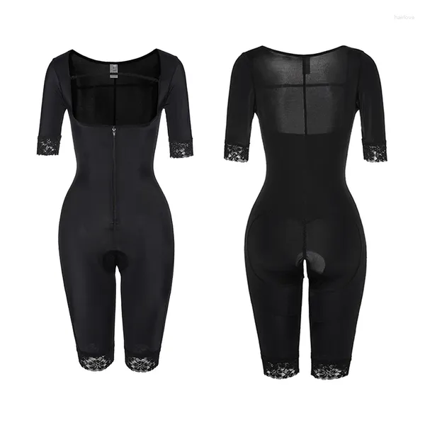 Modeladores femininos plus size renda sem costura cinto com zíper pós shapewear colombiano controle de barriga emagrecimento corpo inteiro shaper bodysuit