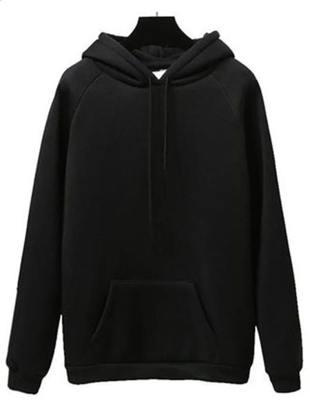 Hoodies feminino preto S-3XL moletom com capuz outono inverno moda solta cor sólida manga longa rosa mais veludo hoodie 240117